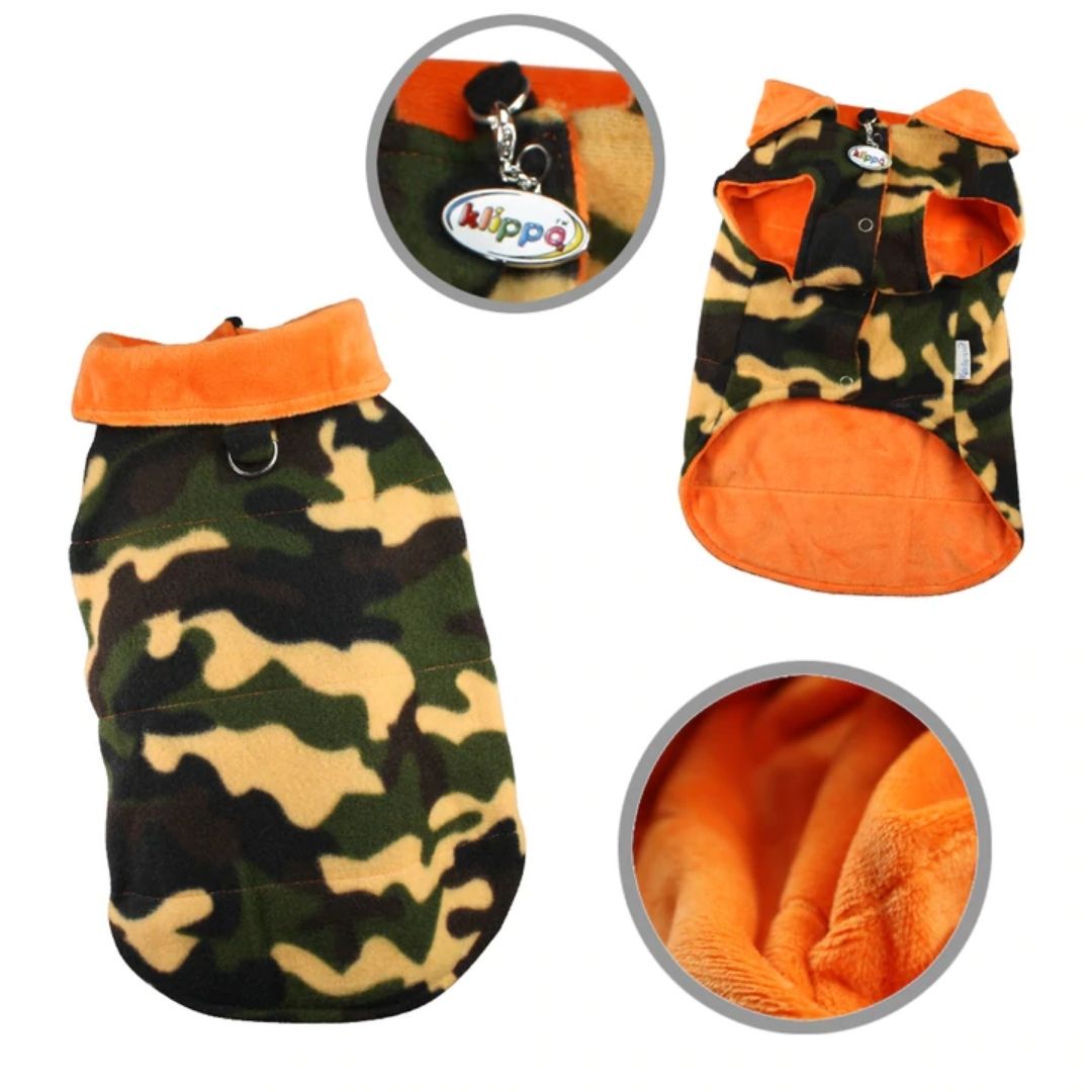 Klippo Pet - Camouflage Vest with Ultra Soft Orange Lining