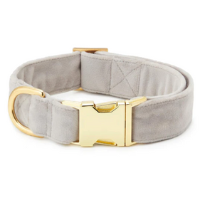The Foggy Dog - Fog Gray Velvet Dog Collar