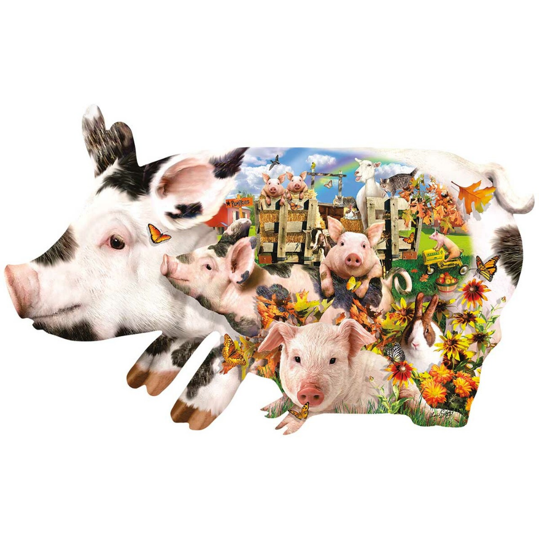 Sunsout - Harvest Pigs Shaped Puzzle