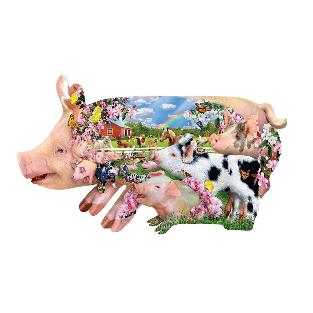 Sunsout - Pig Farm Shaped Puzzle