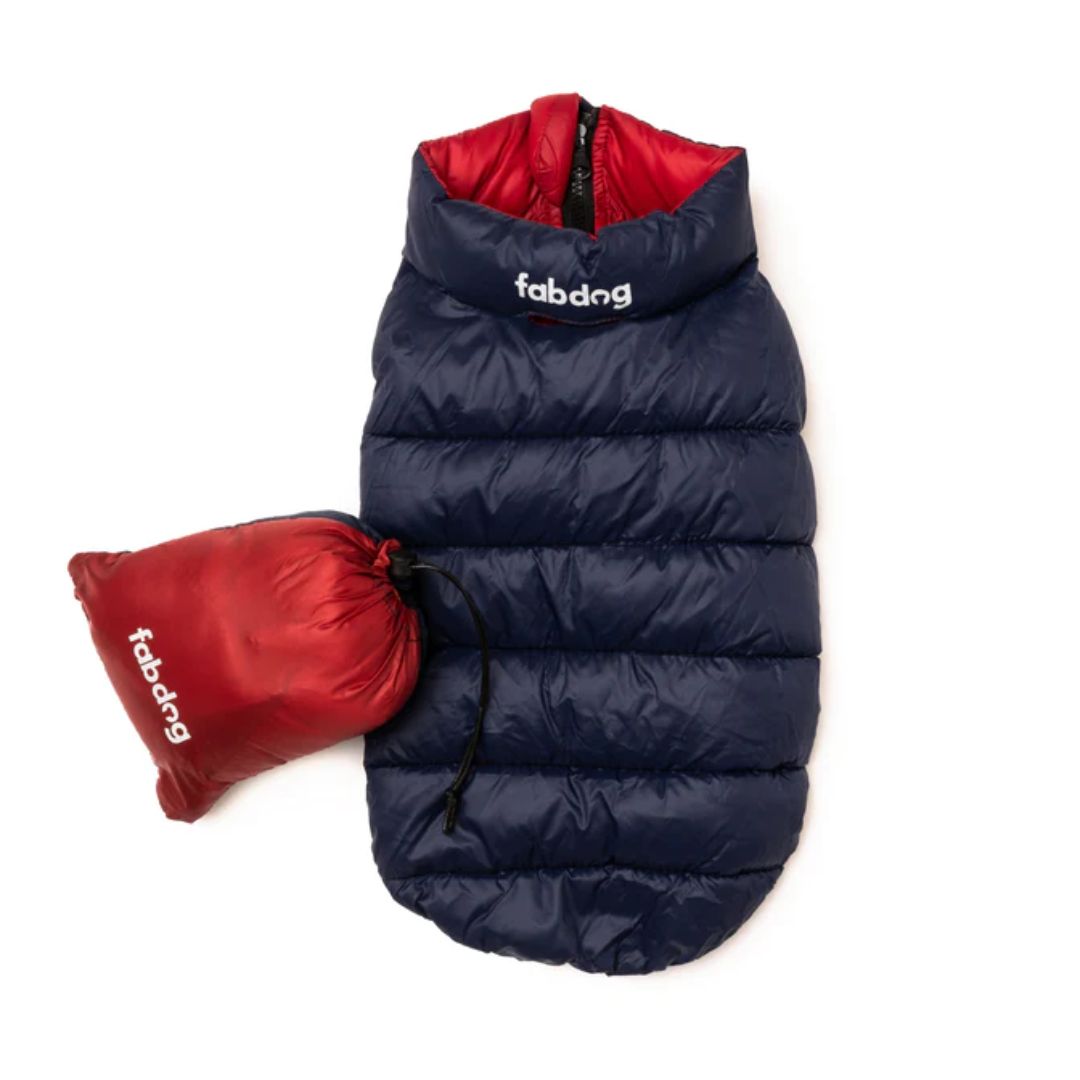 Fabdog Combo Pack N' Go Reversible Dog Puffer Red/Navy - Southern Agriculture 