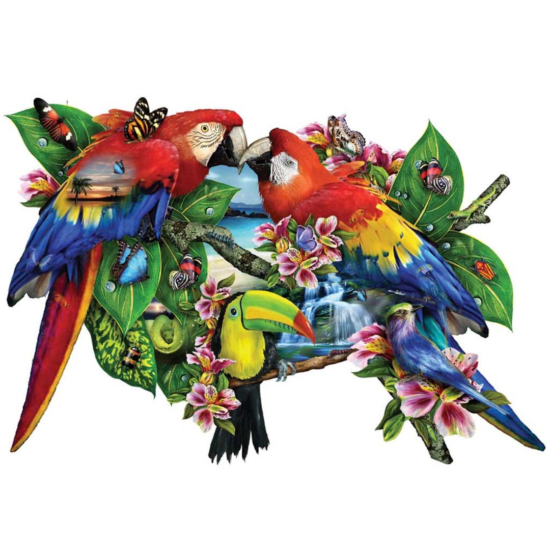 Sunsout - Parrots in Paradise Shaped Puzzles