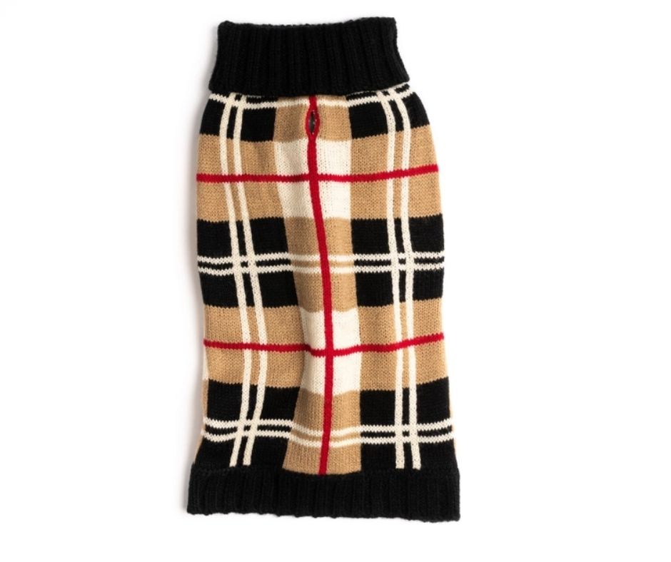 Dog Sweater Plaid Tan, Black and Red Tartan-Southern Agriculture